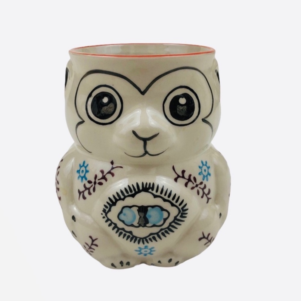 Rare, Highly Collectible Yokohama Monkey Ceramic Mug with Floral Design